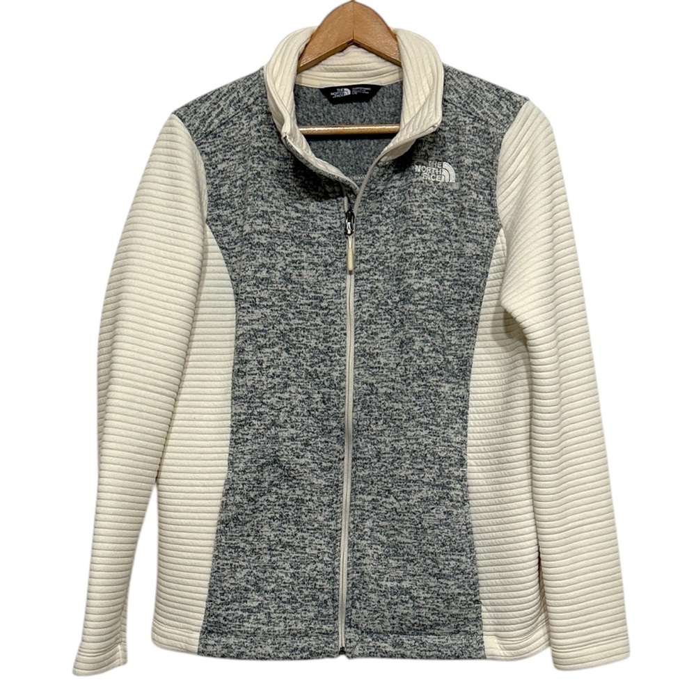 The North Face Women’s Jacket Size Large Gray Ivory Full Zip Outdoor READ
